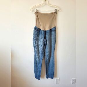 Indigo Blue Maternity Jeans Light Wash Denim Full Panel Stretch High Waist Small